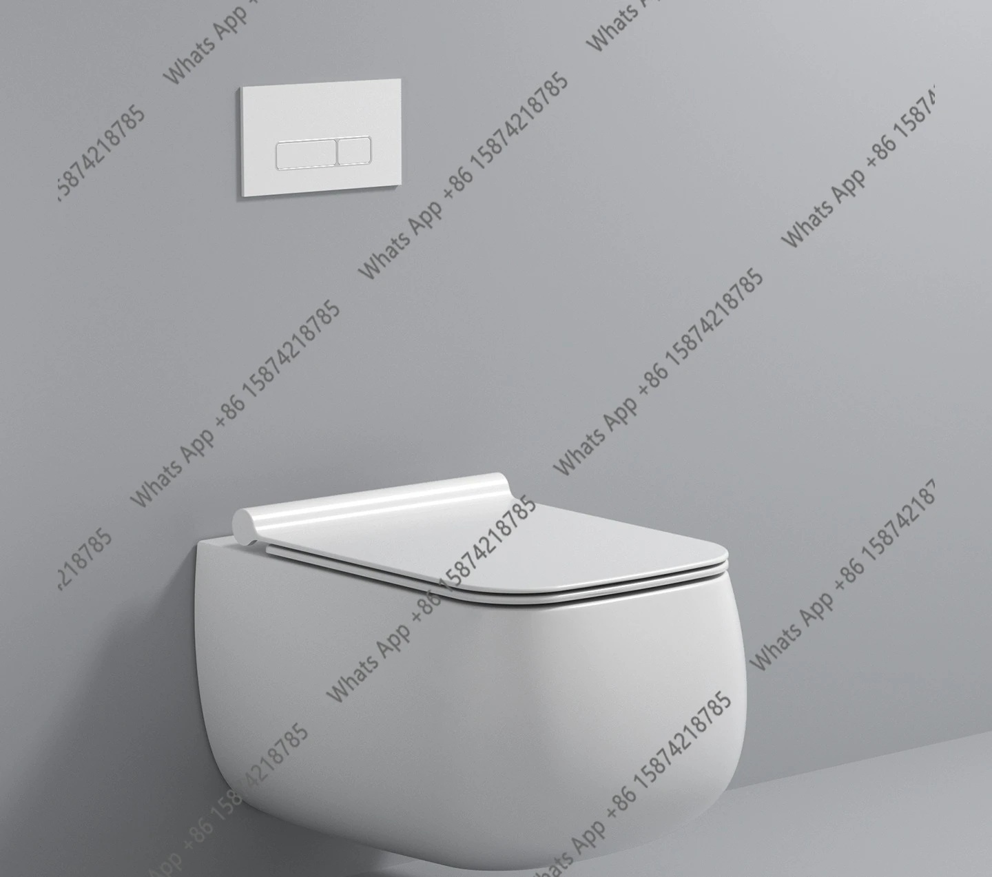 Round toilet ceramic wall-mounted horizontal row suspended toilet hidden into the wall water tank