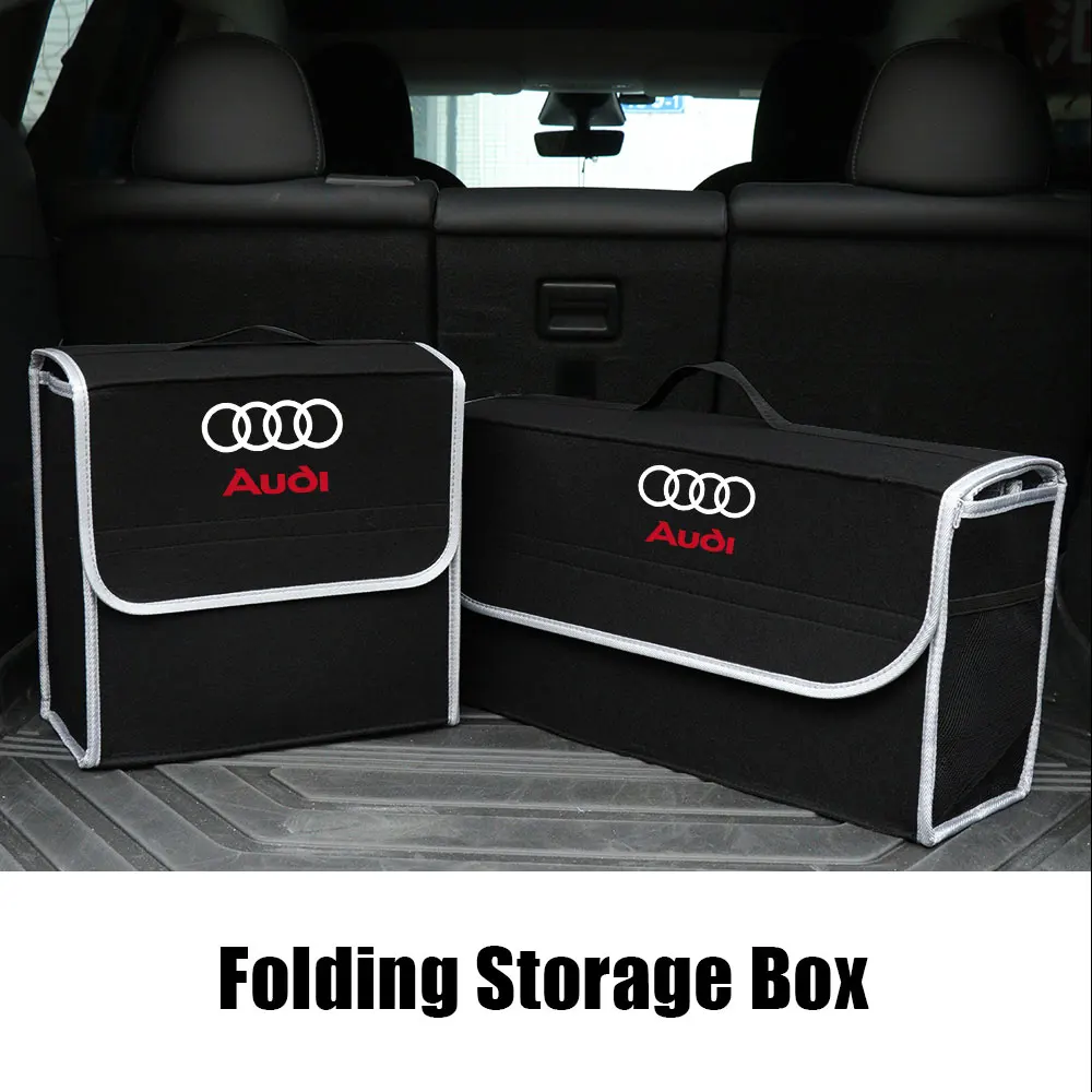 Auto-Kofferraum-Aufbewahrungsbox mit Großer Kapazität, Multifunktionale Werkzeugorganizer-Tasche, Faltbare Ordnungsbox für AUDI SLINE Emblem