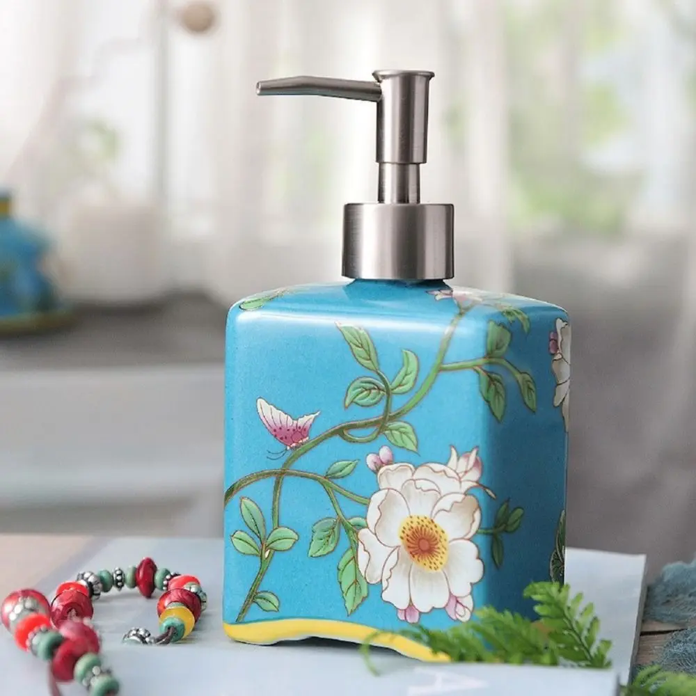 Practical Vintage Hand Soap Dispenser Chinese Style Refillable Lotion Pump Bottles Non-slip Removable Shampoo Container Kitchen