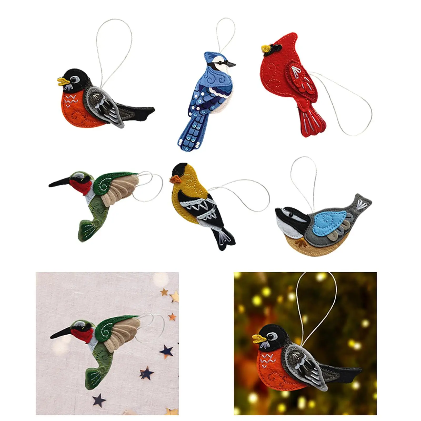 

Xmas Hanging Bird Pendant Felt Ornament Decorative Ceiling Hanging Decorations for Christmas Home Party