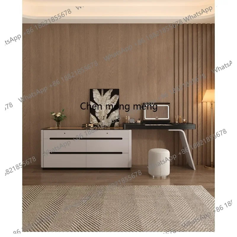 

Italian light luxury TV cabinet dresser combination integrated chest cabinet retractable corner makeup table