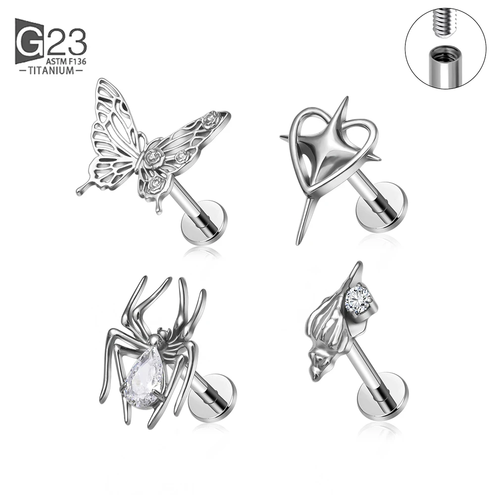 ASTM F136 Titan Ohrring Schmetterling Spinne Blume Ohrstecker Lobe Helix Tragus Knorpel Piercing Schmuck 16G