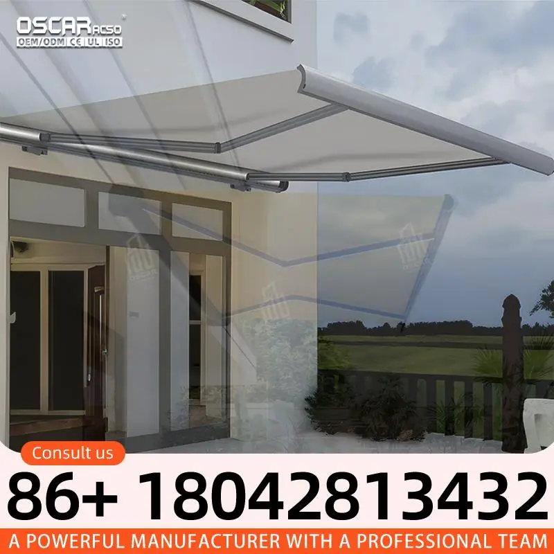 Retractable Car Awning Custom Remote Control Full Cassette Patio Awning with LED Light for Outdoor and Parking in USA Retractabl