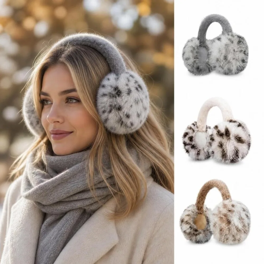 Fashion Windproof Faux Fur Earmuffs Skin-Friendly Retro Ear Warmers Soft Fluffy Foldable Foldable Earmuffs For Women