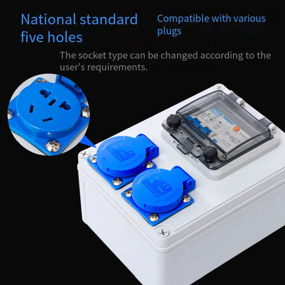 

10A 250V 2P Construction Power Five-hole Socket Industrial Three-level Distributor With Switch Wall Power Waterproof Portable