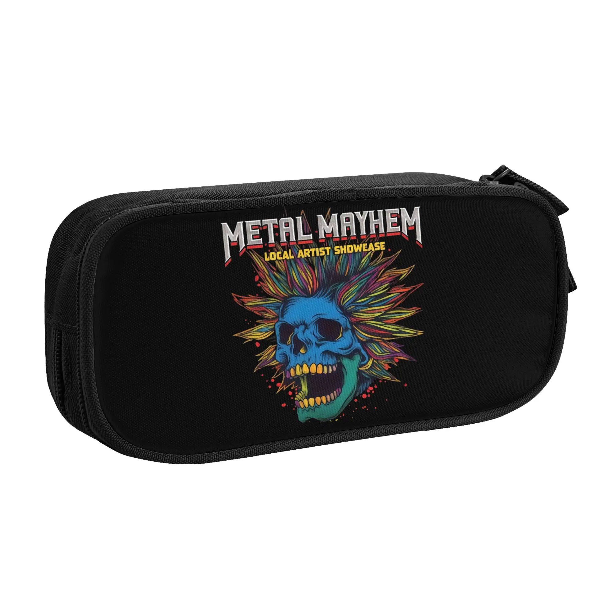 Cute Metal Mayhem Heavy Metal Hard Rock Music  Pencil Case for Girls Boys Large Storage  Pencil Bag Stationery