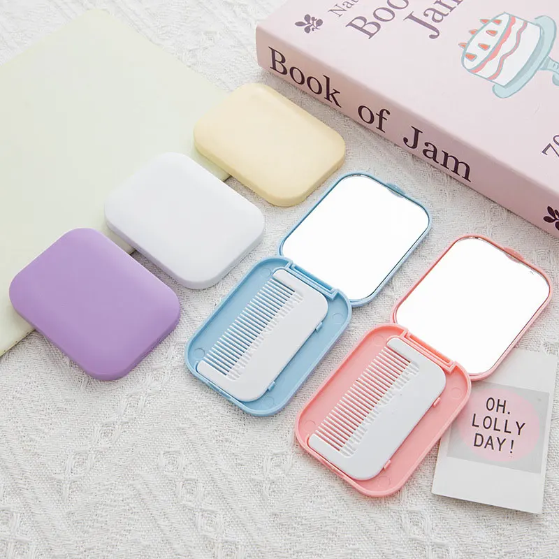 5 pieces with comb, color makeup mirror, dressing mirror, simple square makeup mirror, household goods.