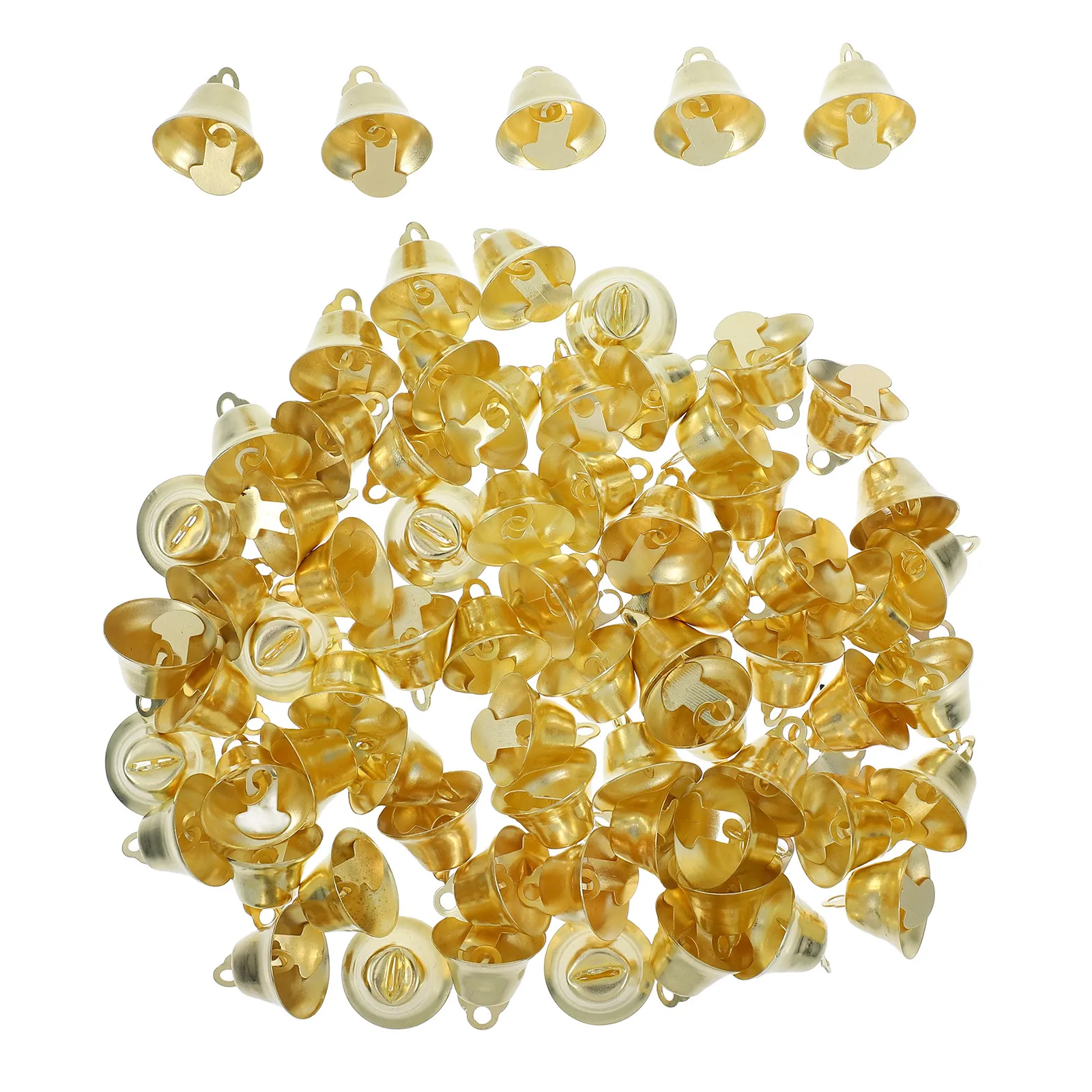 72Pcs Small Open-Mouth Jingle Bells Golden Brass Mini Craft Bells for DIY Wind Chimes Christmas Tree Ornaments Home Garden