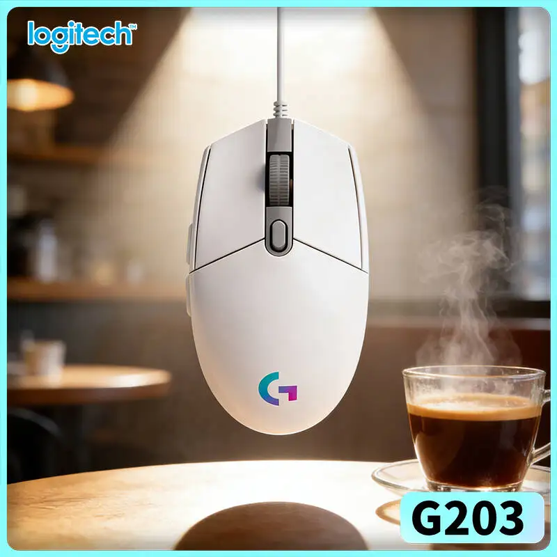 Logitech G203 Wired Gaming Mouse RGB Lighting 8000 DPI Adjustable 6 Buttons 1000Hz Polling 85g Lightweight Accurate Reaction