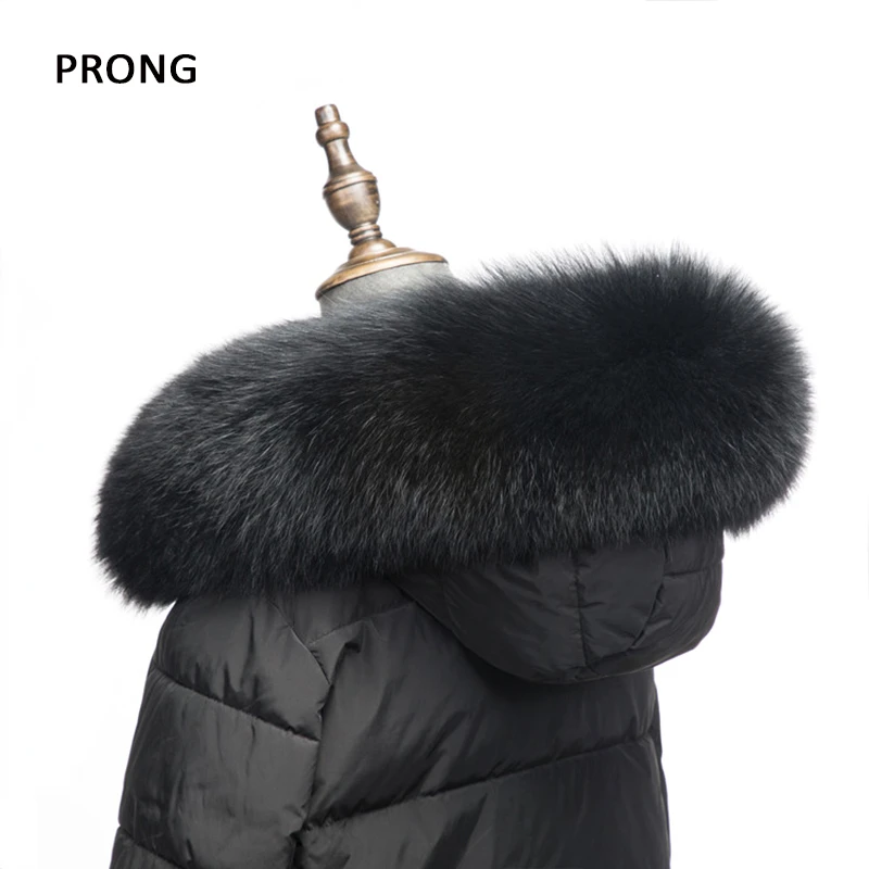 Real Fox Fur Collar For Men Coat Black Color Genuine Fur Scarf Shawl Women Winter Warm Coat Fur Collar Custom Made