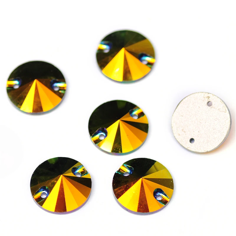Neue Rivoli Farbeffekt-Glitzersteine DIY Strass Flache Rückseite Strasssteine zum Aufnähen Glas Kristall Gymnastik Kleidungsdekoration – Detail 5