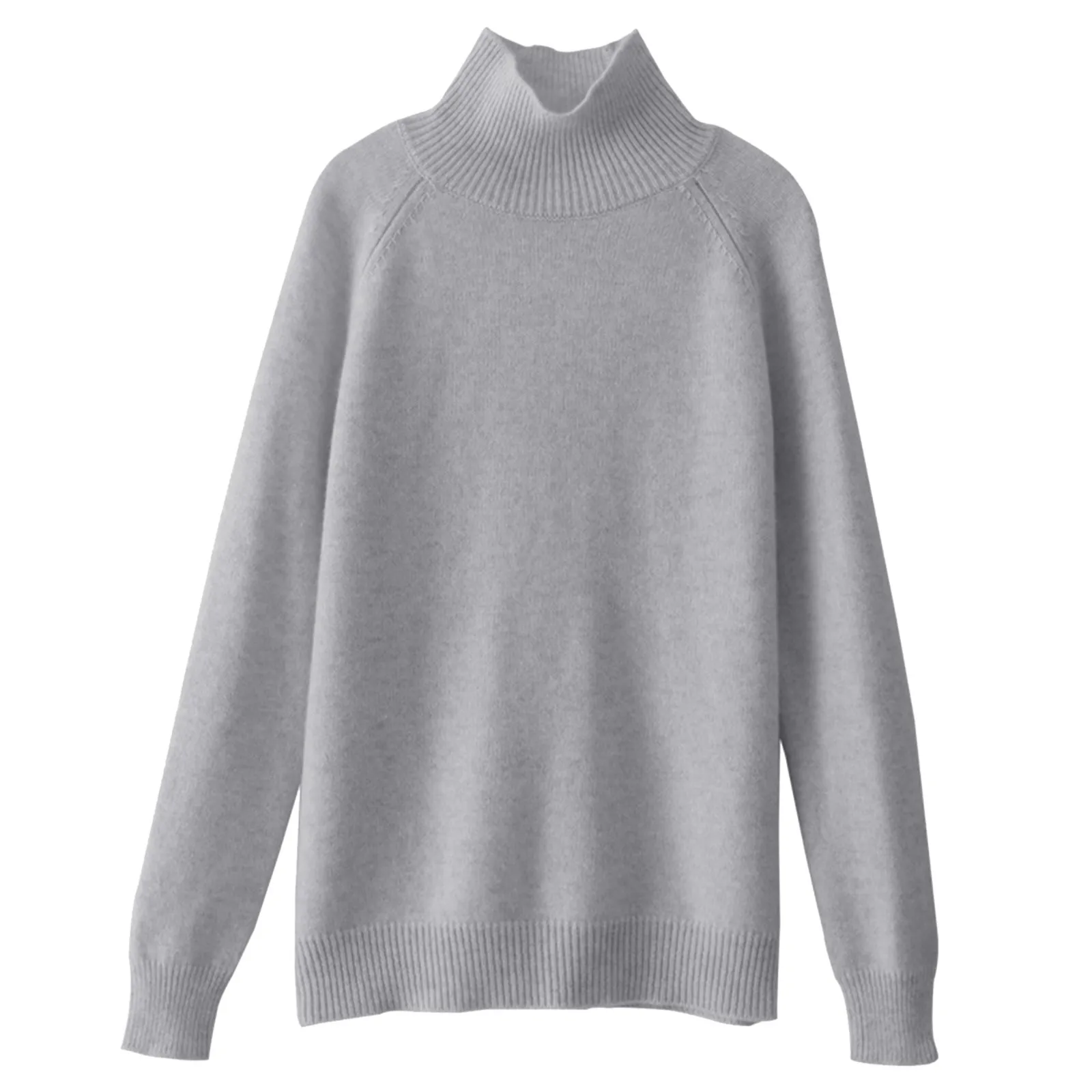 Suéter de cuello alto acanalado para mujer, jersey de Cachemira de manga larga, elegante, ajustado, sólido, Otoño e Invierno