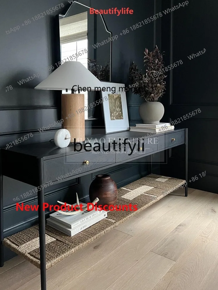 

2003 American solid wood entrance table creative retro entrance table light luxury meal side table sofa back few