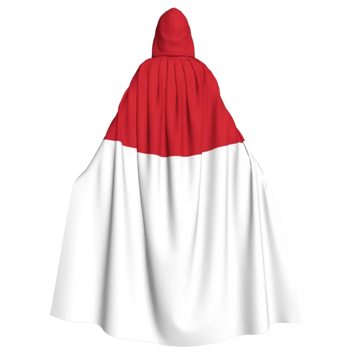 Monaco Flag Hooded Cloak Polyester Unisex Witch Cape Costume Accessory