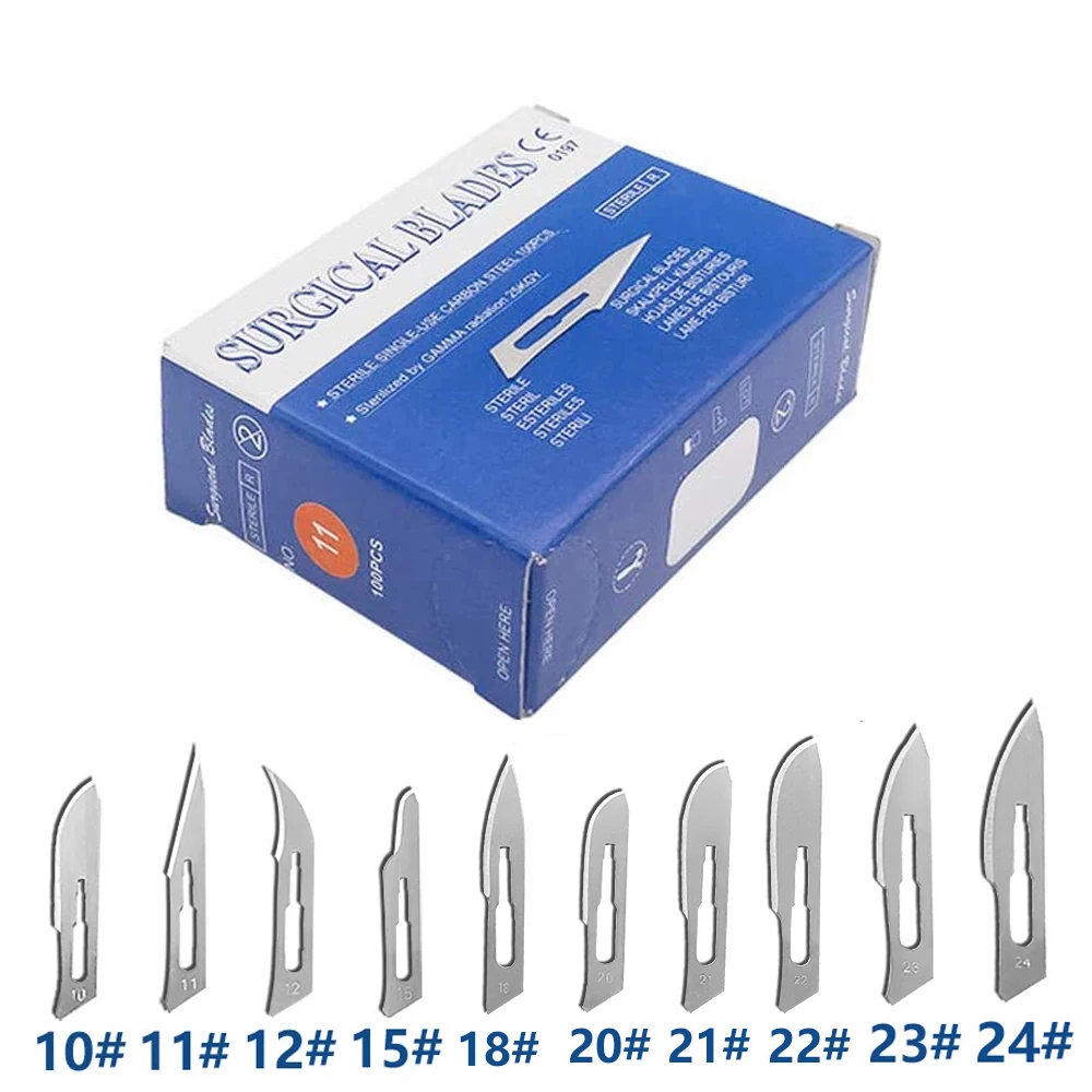 20-100 szt. Sterylne # 10/11/23/Medyczne ostrza chirurgiczne do brwi, stomatologii, rozbiórki, podiatrii, pielęgnacji, usuwania trądziku, laboratorium