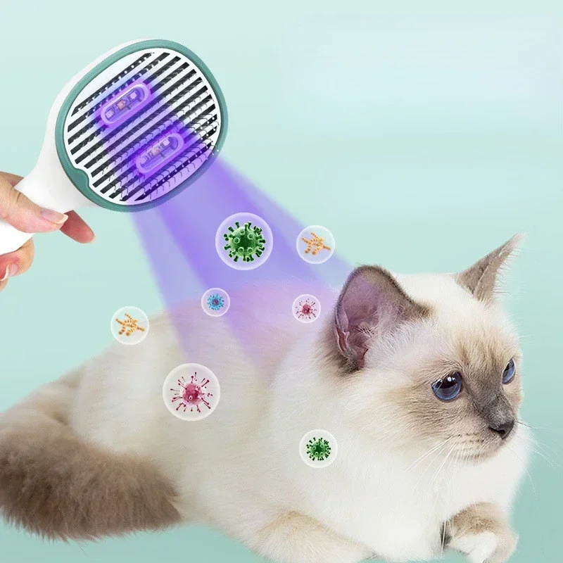 Cat Comb Dog Hair Remover Brush UVC Sterilization Pet Grooming Slicker Needle Comb Removes Tangled Self Cleaning Pet Supplies