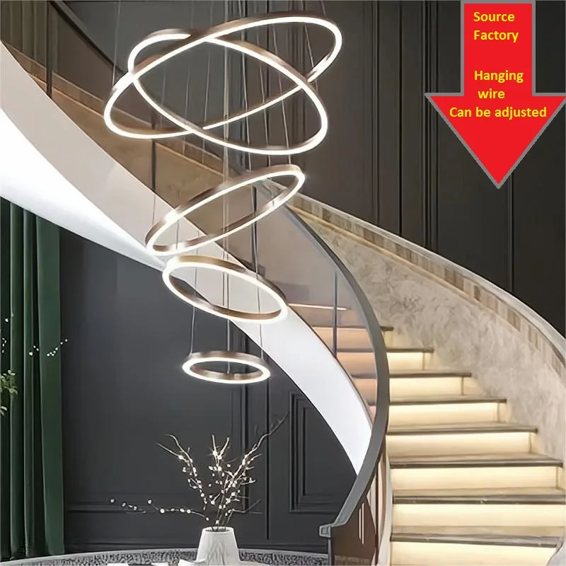 Imagem -02 - Modern Led Circle Ring Pendant Lamp Teto Hanging Chandelier Sala de Estar Sala de Jantar Escadaria Lâmpada Home Lighting Fixture