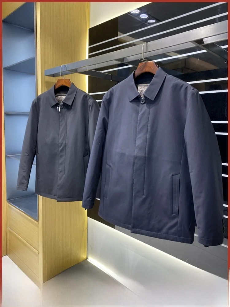 

Busin Series Men's down Jaet Removable Inner White Du down Collar Trendy Busin Windproof Warm Regular Fit Nylon