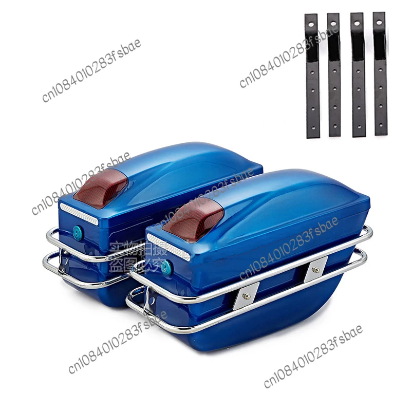 A Pair General Motorcycle Side Boxs Luggage Tank Tail Bag Led Light Hard Case Saddle Bags Hanging Box For Honda/Yamaha/Suzuki