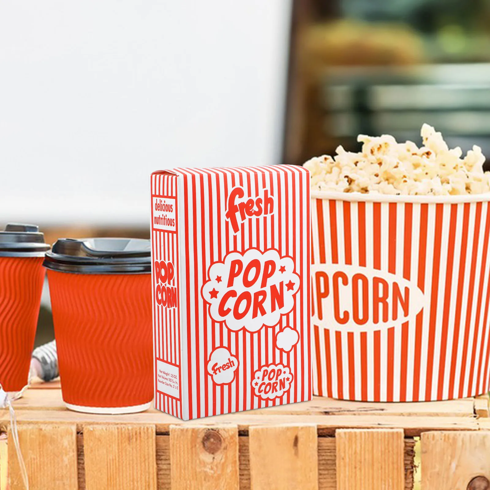 

50Pcs Popcorn Box Decorative Printed Snack Containers for Party Movie Theater Festivals Reusable Popcorn Holders Oil Resistant