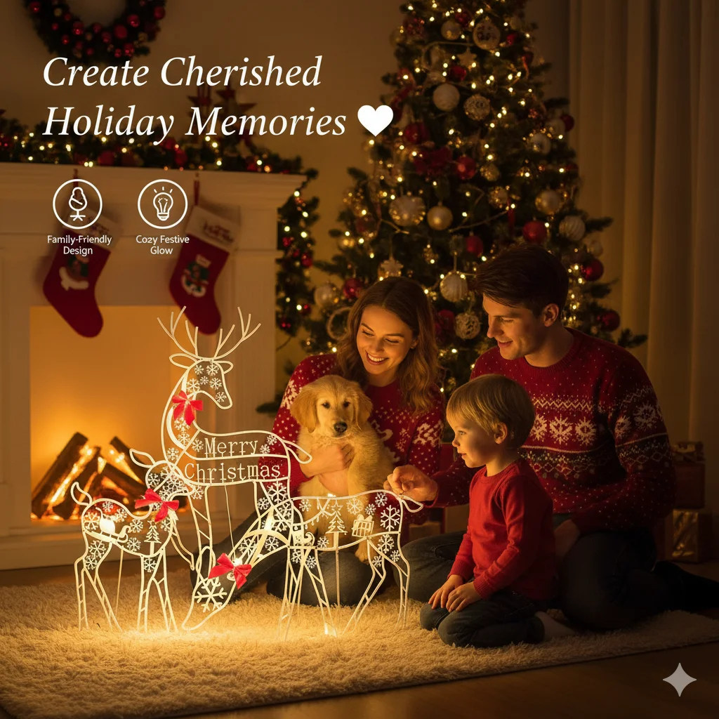 2025 New Christmas Outdoor Decoration Luminous Deer Horticulture Lawn Decoration Ornaments Outdoor Christmas Decoration