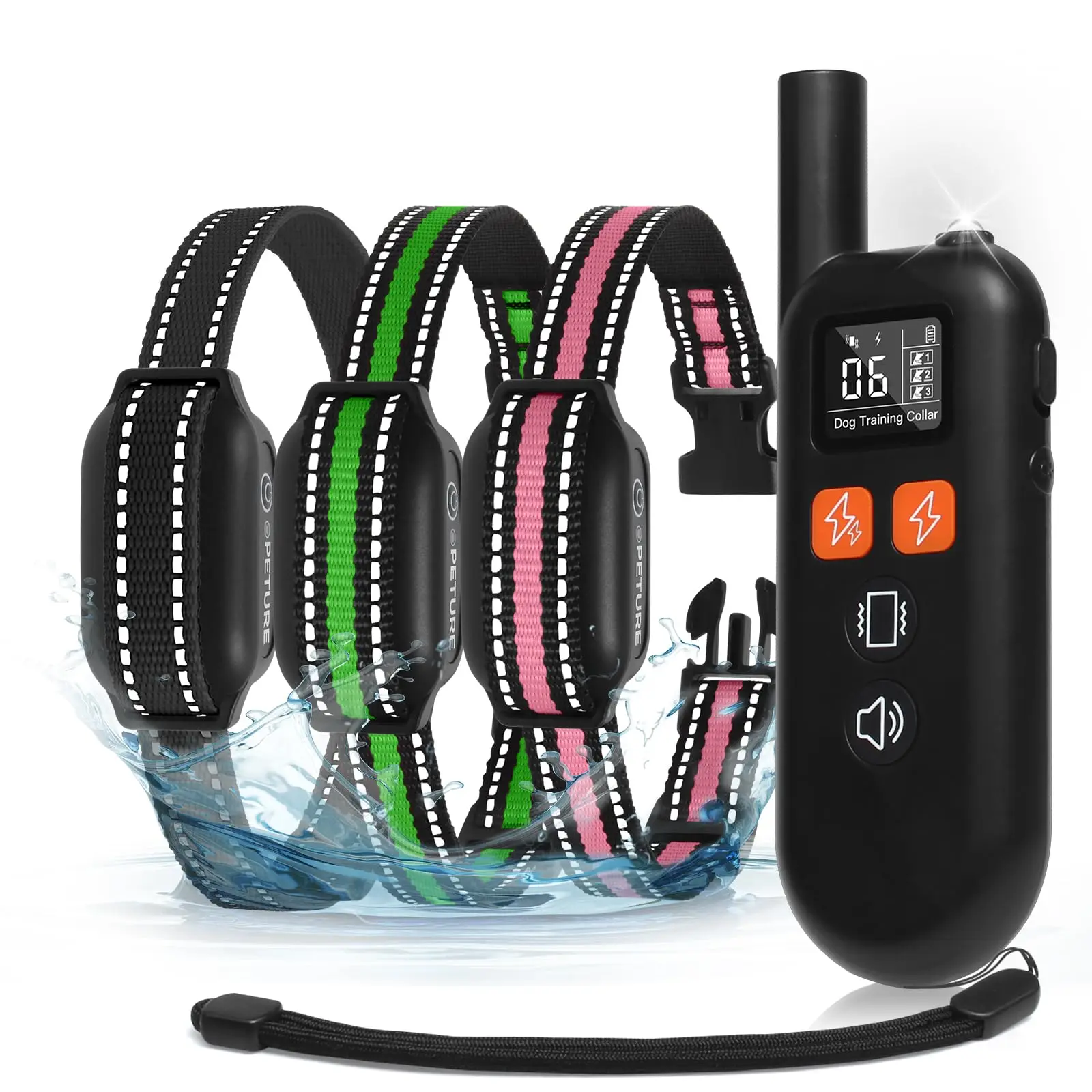 

3 Dog Training Collar with Remote Control 3300FT Range Dog Shock Training Collar Rechargeable & IP67 Waterproof 4 Training Modes