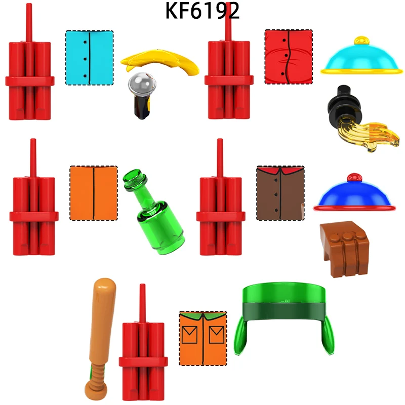 The Bomb Microphone Bottle Stick Action Figures Weapons Pants Hair Parts Model Blocks MOC Bricks Set Gifts Toys KF6192