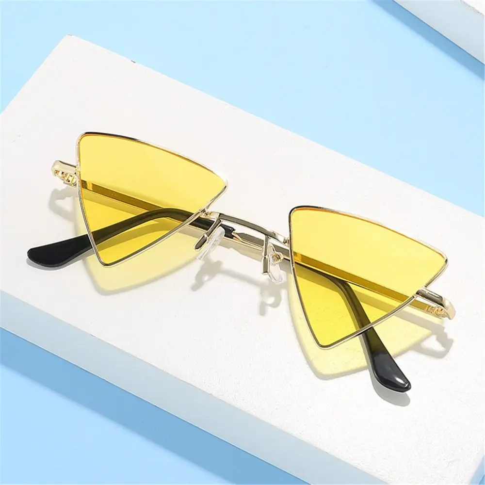 Triangular Small Hippie Sunglasses Tinted Colorful Lens UV400 Protection Sun Glasses for Women & Men Metal Frame Eyeglasses