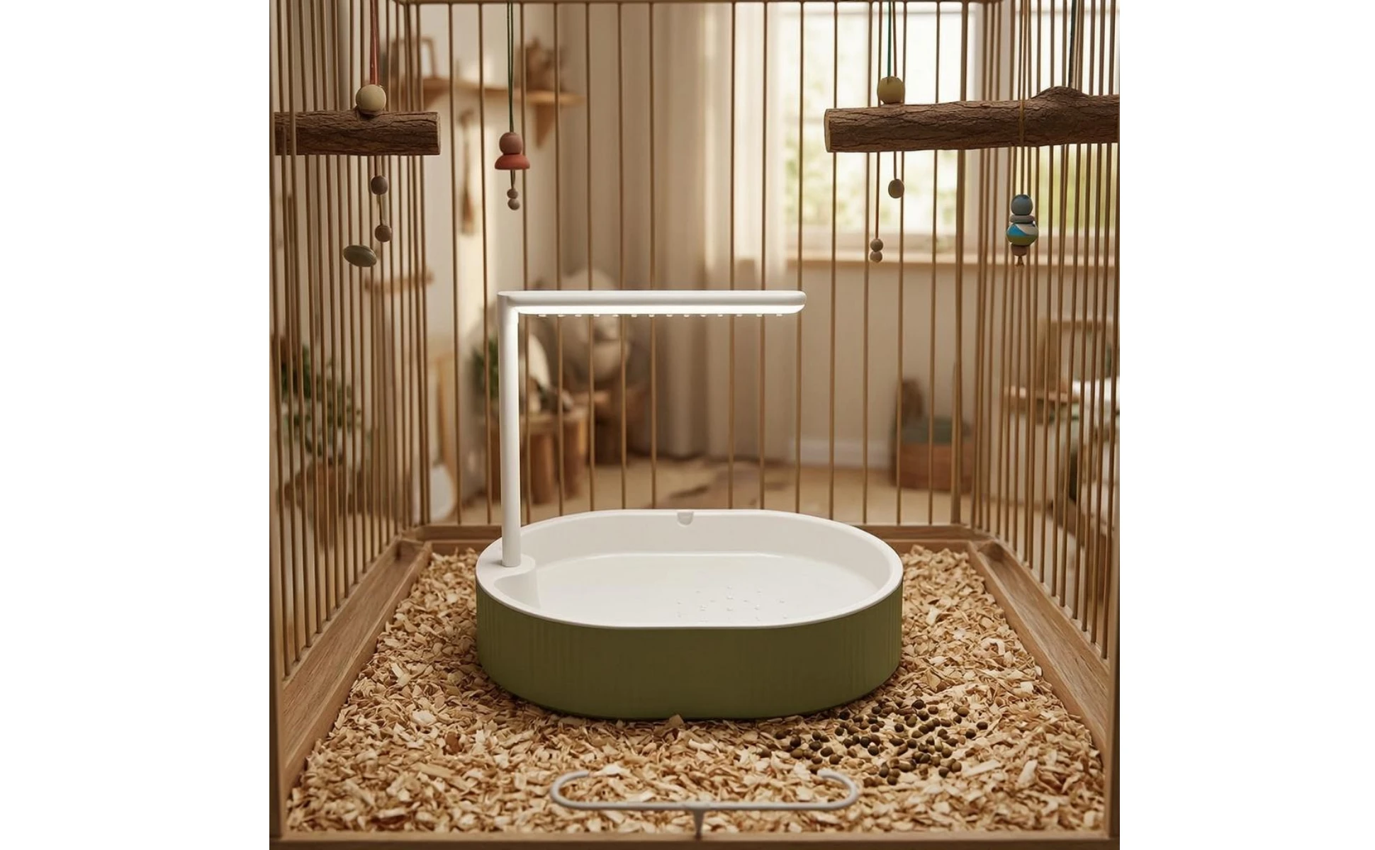 Parrot Bath Basin Green and White Bird Shower Bath Parrot Bathtub Plastic Pet Accessory Transparent