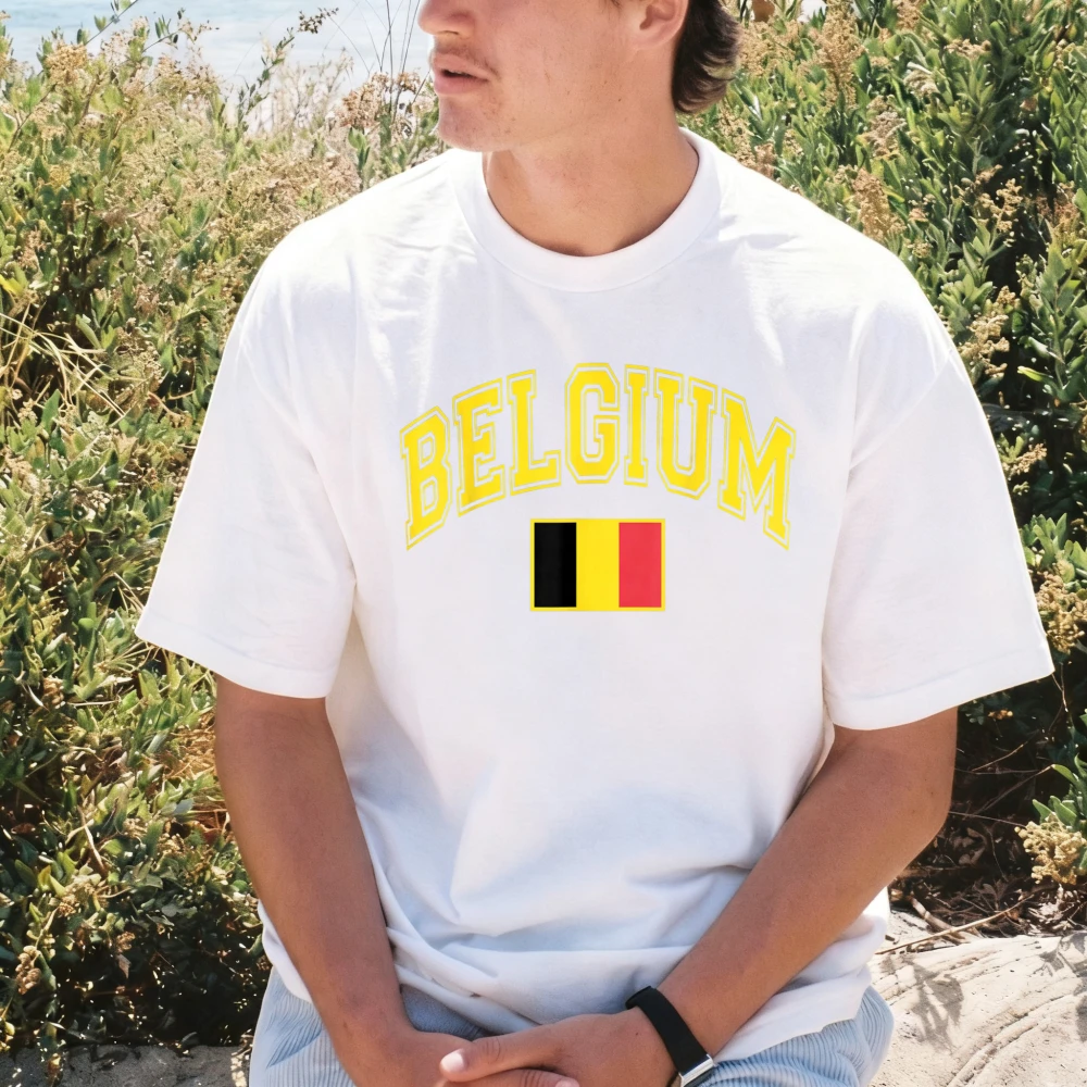 Belgian Flag Graphic Printed Man Women Belgium Pride T-Shirt Casual Fashion Loose Harajuku Tshirt Summer Cotton Breathe Clothing