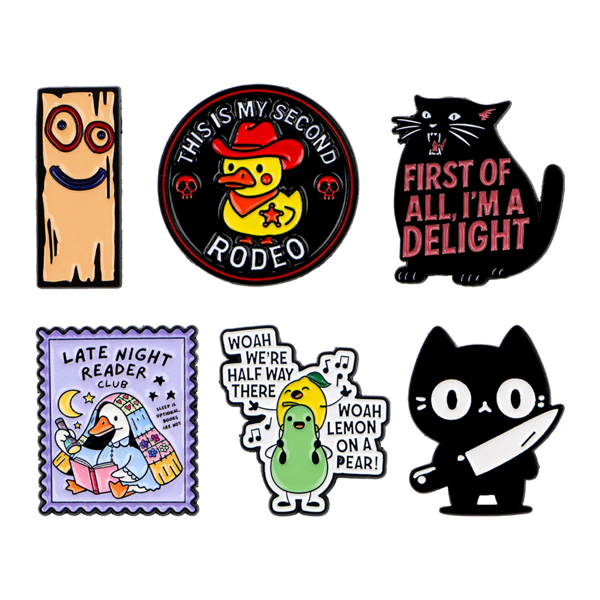 Goose Black Cat Quotes Emaille-Pins, lustige Brosche aus Birnbaumholz, Anstecknadel für Rucksack, Kleidung, Accessoires, Modeschmuck, Geschenke