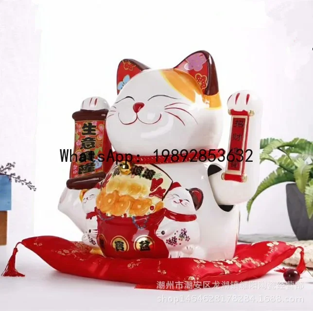 

x15 15-inch hand ceramic gift Lucky cat craftsmanship Lucky cat, desk front desk opening gift ornament