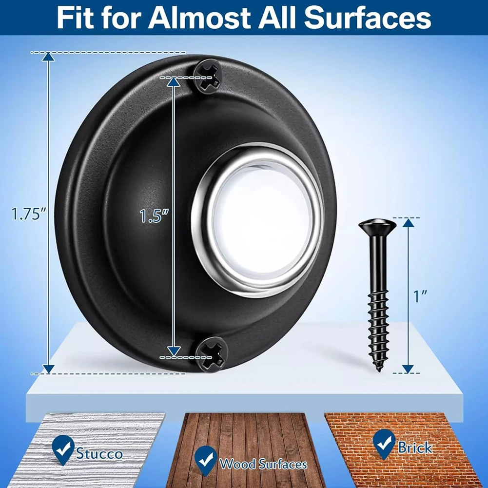 زر ضغط جرس الباب المعدني، سلكي ومقاوم للعوامل الجوية، زر ضغط جرس الباب مع إضاءة LED دائمًا