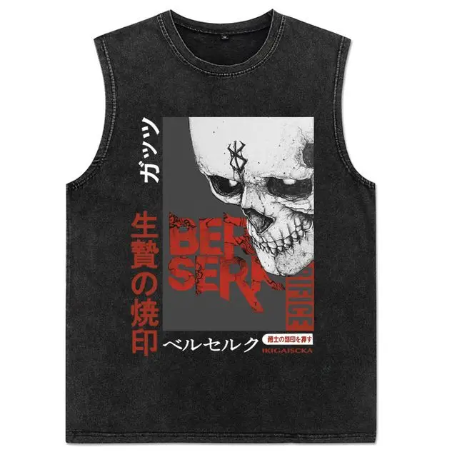

2024 Men's Vest Summer Sword Wind Legend Anime Printing Tide Brand Cotton Vest Men's Washed Sleeveless T-Shirt Ins