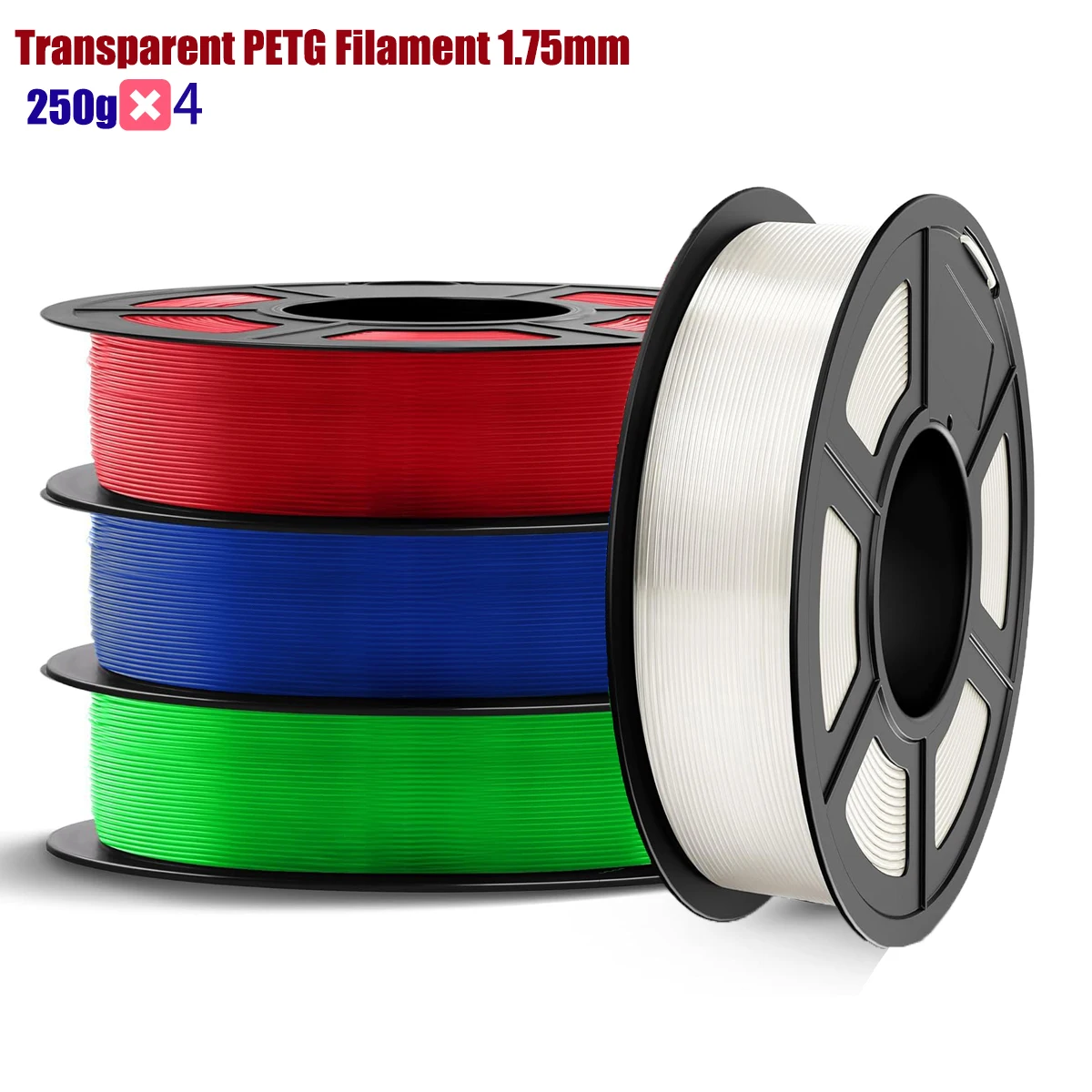 

Нить PETG, нить 1,75 мм, точность объема ± 0,02 мм, прозрачная/прозрачная синяя/красная/зеленая 250 г/500 г/1000 г