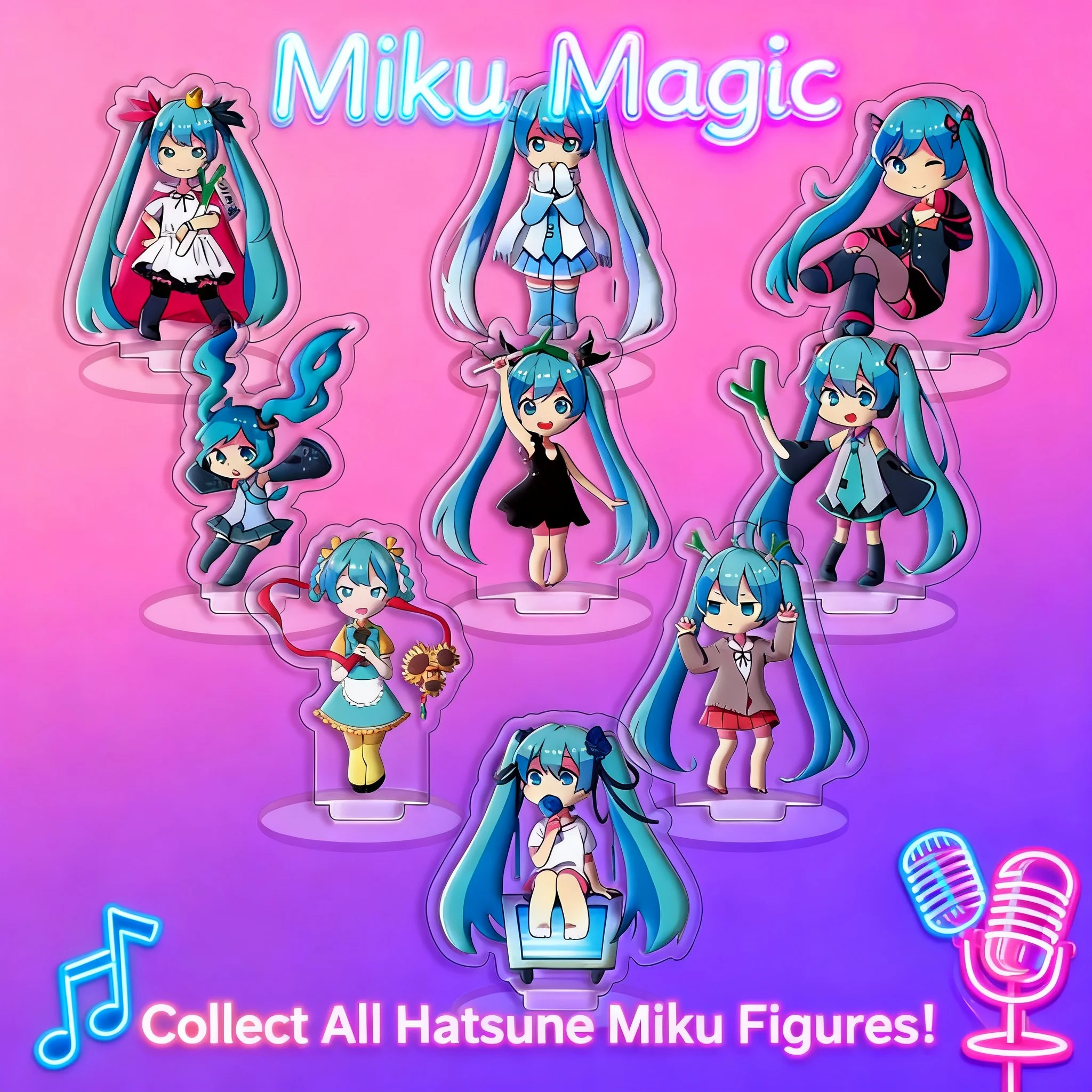 

Hatsune Miku Princess Acrylic Stand Figure Virtual Idol Merchandise Set of 9 Pieces Anime Collectible Decoration Gift for Fans