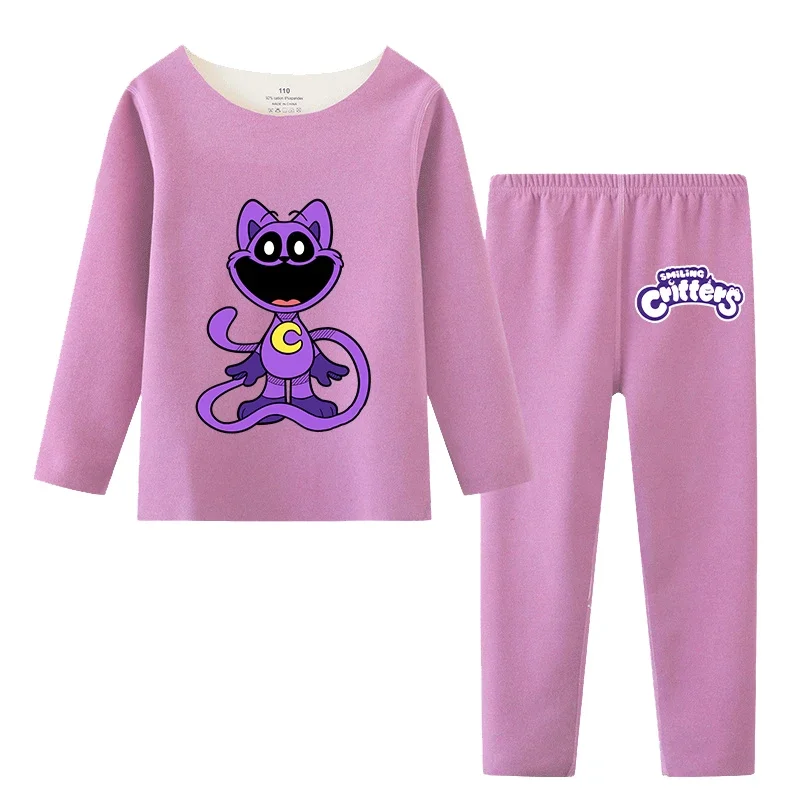 Smilings Critters Kids Pajamas Warm Clothing Anime Figures Catnap Round Neck Traceless Tops Clothes Pants Sets Sleepwears Suits