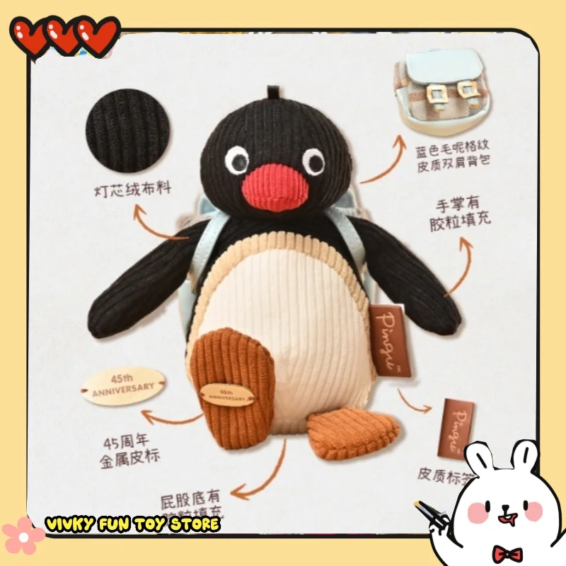 new Pingu Penguin Retro Keychain Headphone Pouch 45th Anniversary Plush Doll Cute Doll Holiday Gift