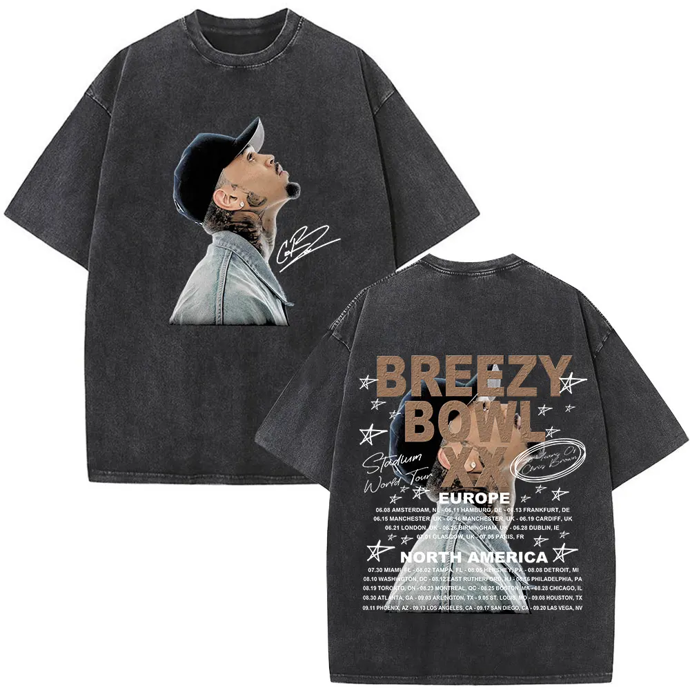 Rapper Chris Brown Breezy Bowl XX Tour 11:11 Vintage Washed T