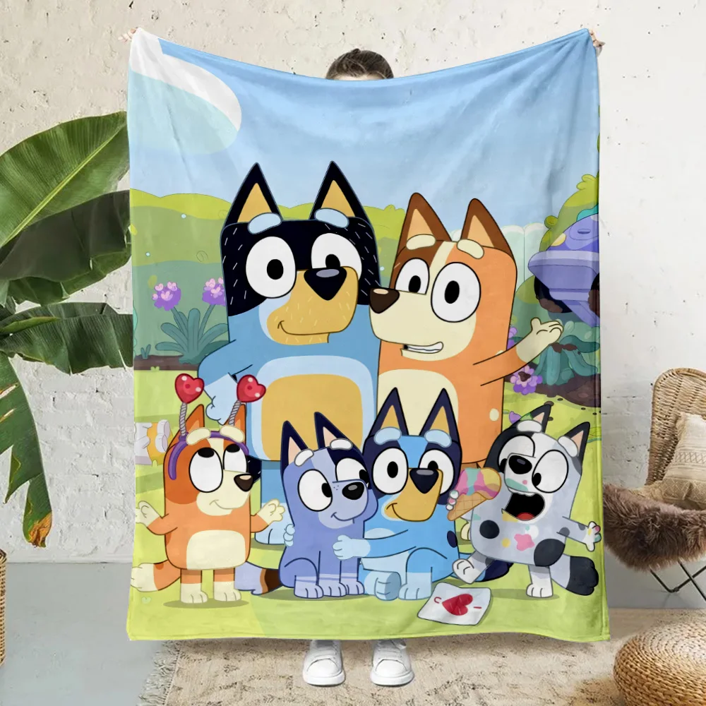 Cartoon B-Blueys Bandit-Chillis Printed Blanket Picnic Blankets Warm Blanket Soft and Comfortable Blanket Home Travel Birthday