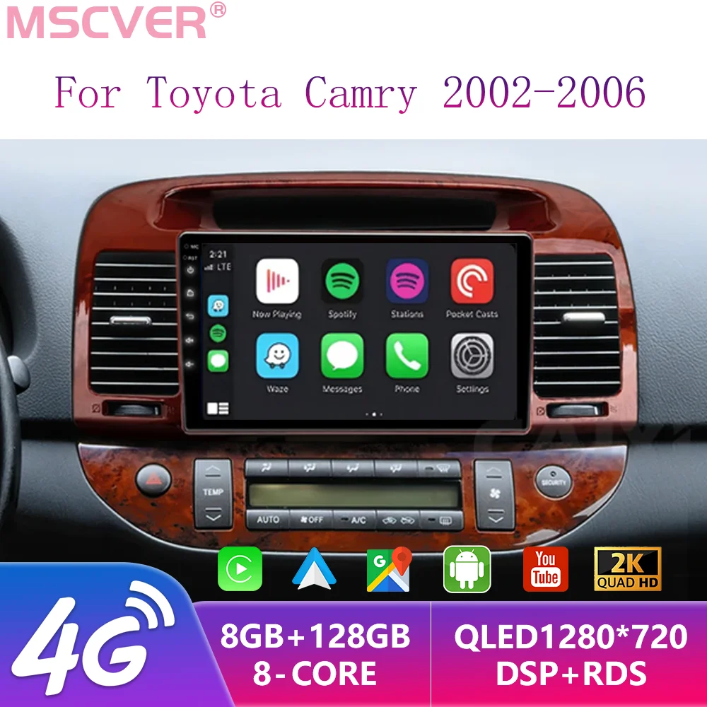 

Android 14 Multimedia Video Player GPS Navigation 2 Din Stereo DVD Carplay Car Radio For Toyota Camry 5 2002 2003 2004 2005 2006
