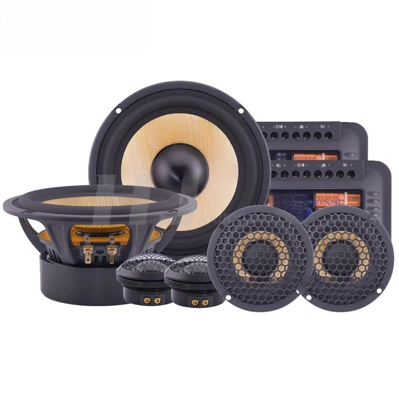 1kit 6.5 Inch Car Audio Sound System Tweeter Midrange Bass Full Frequency 3-way Component Speakers Set Subwoofer for Car Auto