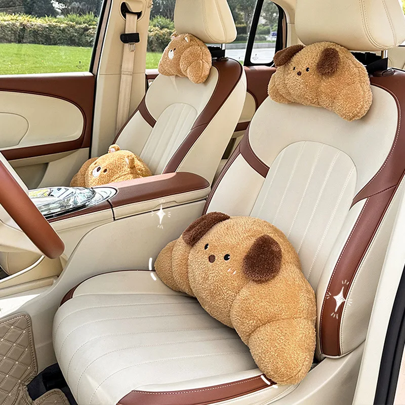 Car Enlarged Headrest Anti-fatigue Neck Pillow Plush and Soft Car Seat Waist Support Creative and Comfortable Car Lumbar Support