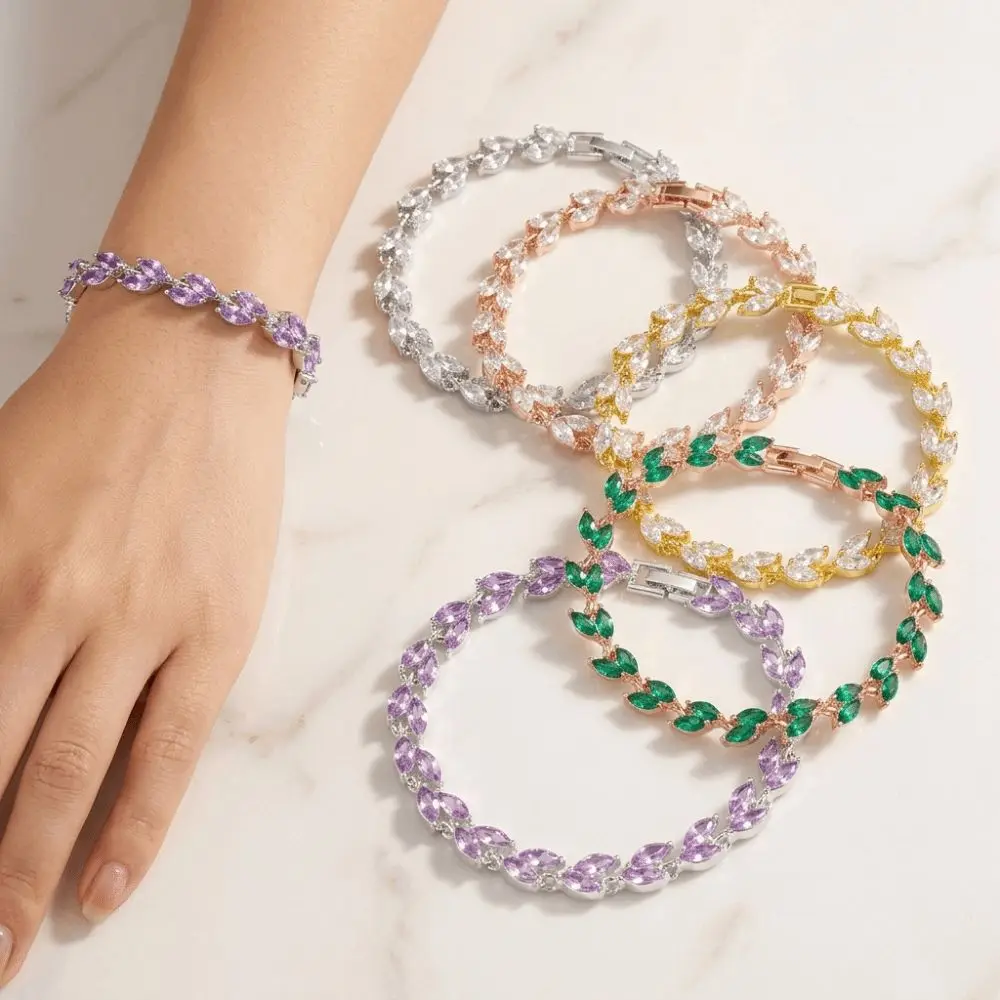 Unique Colored Zircon Women Bracelet Adjustable Minimalist Bracelet Jewelry Light Luxury Wrist Ornament Women