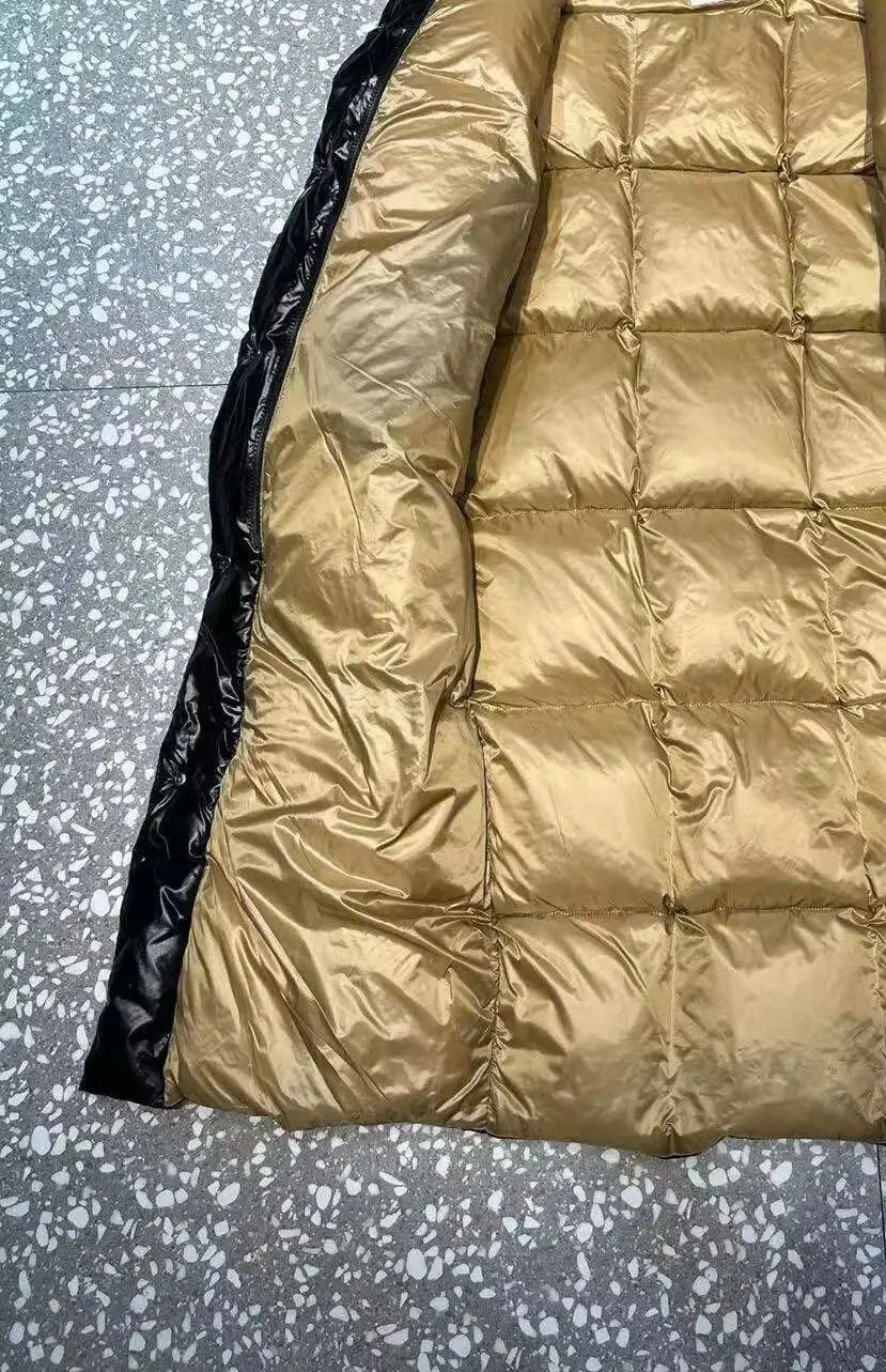 Jaquetas longas pretas brilhantes com capuz para homens e mulheres, mais vendidas à prova de vento de alta qualidade para outono e inverno