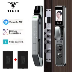 3D Face Recognition Smart Door Lock, Fechadura Digital, Impressão Digital, Cartão Biométrico, Veia, Veia, Casa, WiFi APP