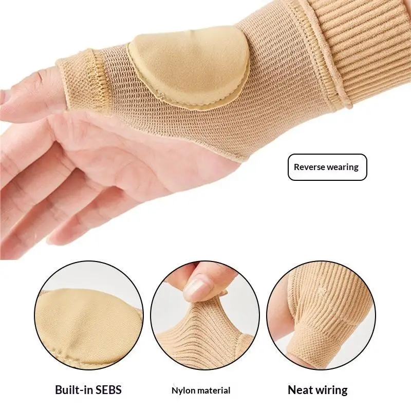 1 Paar Handgelenk- und Daumen-Kompressionshandschuhe, atmungsaktive Stützbandage, gestrickte Fingerpolster für Verletzungen, Sport-Sicherheits-Handgelenkbandage – Detail 2