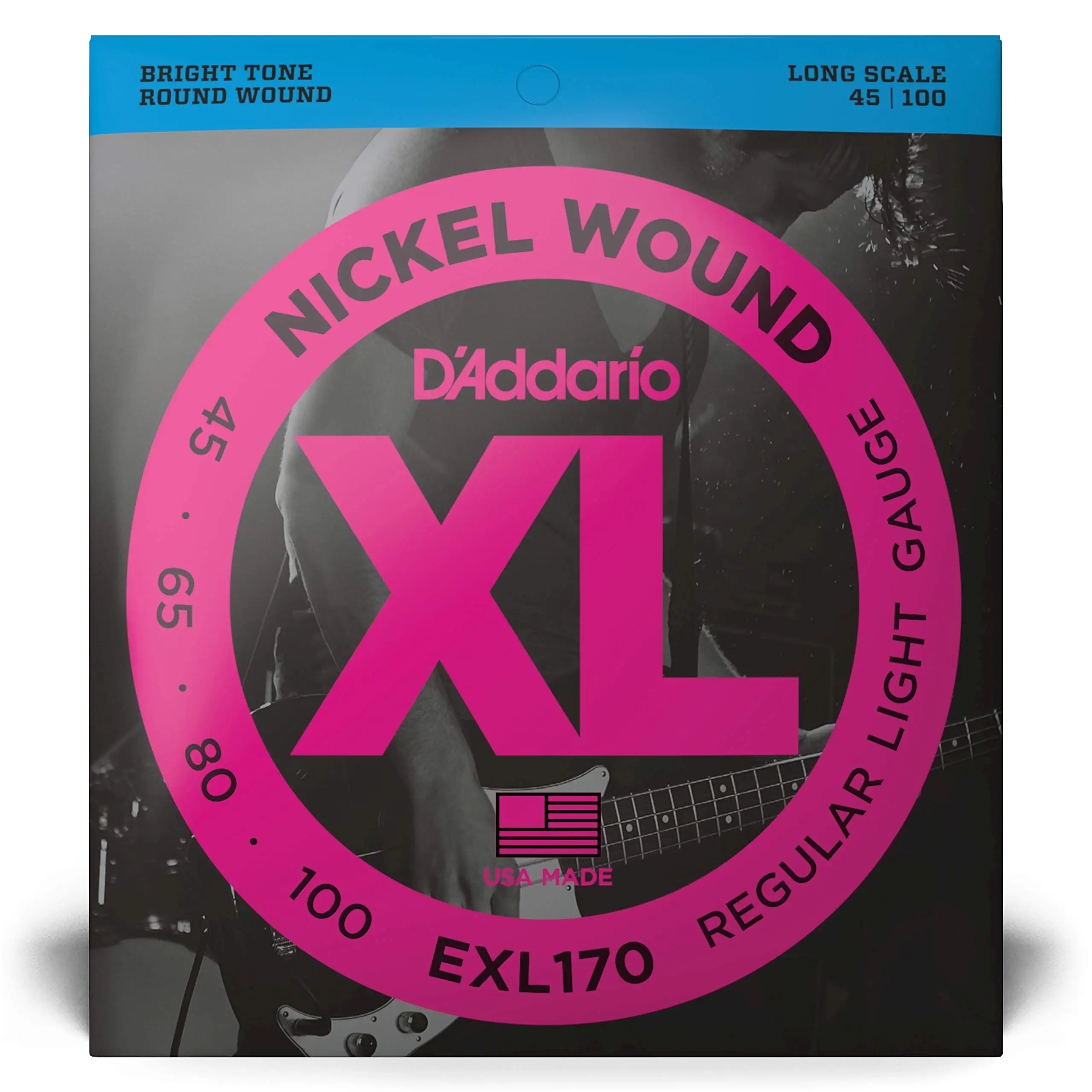 EXL170 Bass Guitar Strings XL Nickel Bass Strings 45-100 Perfect Tune Consistent Feel Strong Durability For 4 String Bass Guitar