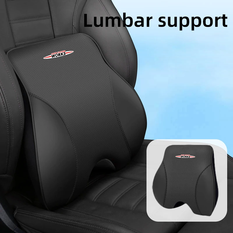 Car Head Pillow Headrest Lumbar Cushion Memory Foam Neck Back Support For MINI JCW WORKS Cooper F55 F56 Clubman Countryman Cabri