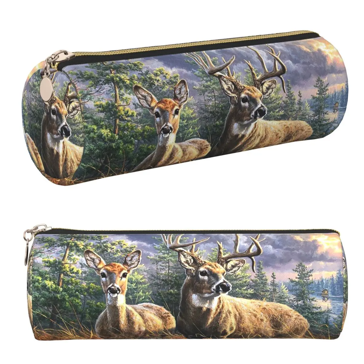 

Deer Reindeer In The Autumn Forest Pencil Case Pencil Pouch Stationery Supplies Large Capacity Pen Box Pencil Bag for Studen